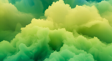 yellow and green clouds 3D as background
