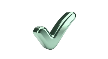 Shiny Metallic Green Check Mark Symbol Isolated on Black Background sign correct