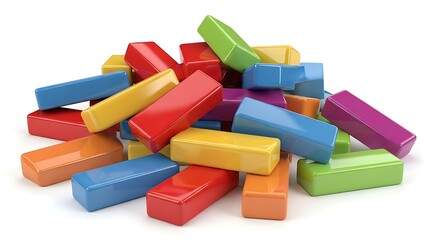 Colorful wooden blocks toys for kids children education and creative play learning development
