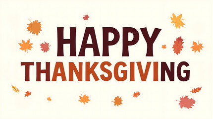 Autumn Happy Thanksgiving Text Graphic for Holiday Retail Sale and Seasonal Web Design