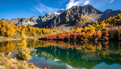 Autumn Reflections - Serene Mountain Lake Landscape in Vivid Colors.