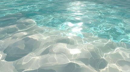 Fototapeta premium Crystal Clear Water Surface with Gentle Waves Reflecting Sunlight Under Bright Blue Sky for Tranquil Nature and Relaxation Themes