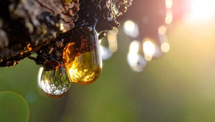 Golden Tears - Capturing the Beauty of Tree Resin Droplets.