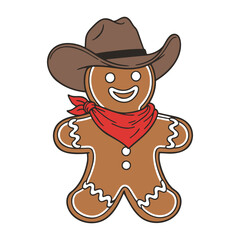 Gingerbread Cowboy Man Vector Illustration
