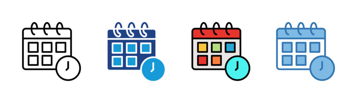 Schedule icon set multiple style collection