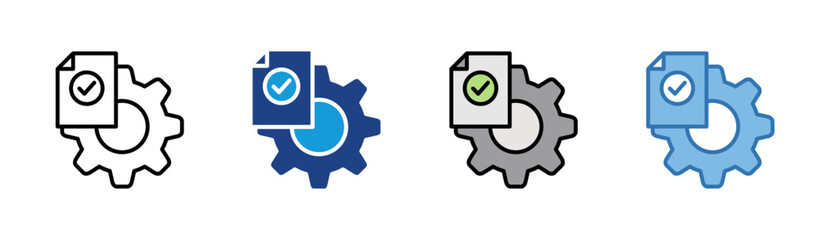 Gear Document icon set multiple style collection