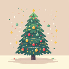 flat illustration of christmas tree