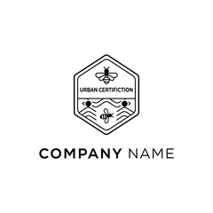 Urban Certification logo design with bee and fish.