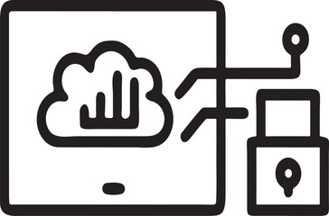 Flat Style Digital Interface Icon Set. Data Visualization and Cloud Computing Vector Symbol.