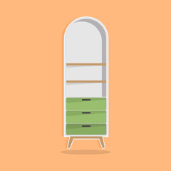 Illustration of Modern Minimalist Wardrobe Furniture, Bedroom or Living Room Interior Design.