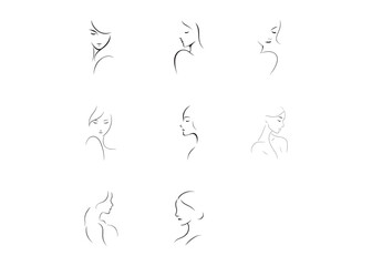 Beauty woman face silhouette logo vector, black beautiful woman face logo icon, woman girl face logo, silhouette of a woman's face vector logo on a white background