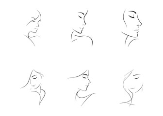 Beauty woman face silhouette logo vector, black beautiful woman face logo icon, woman girl face logo, silhouette of a woman's face vector logo on a white background