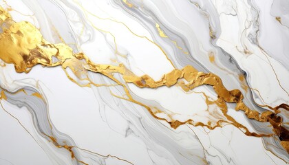 Abstract Marble Pattern with Gold Veins on White Background for Luxury Texture