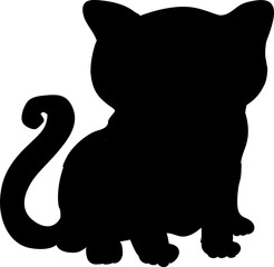 Black Silhouette Of A Cute Cat