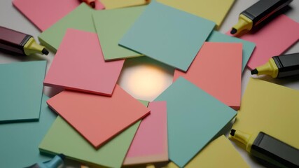 Colorful Sticky Notes Arranged Neatly With Markers for Planning