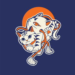 funny vector illustration of a cat	
