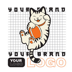 funny vector illustration of a cat	
