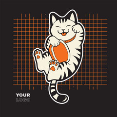 funny vector illustration of a cat	
