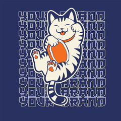 funny vector illustration of a cat	
