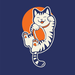 funny vector illustration of a cat	
