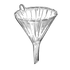 Vintage funnel vector line art hand drawn illustration 