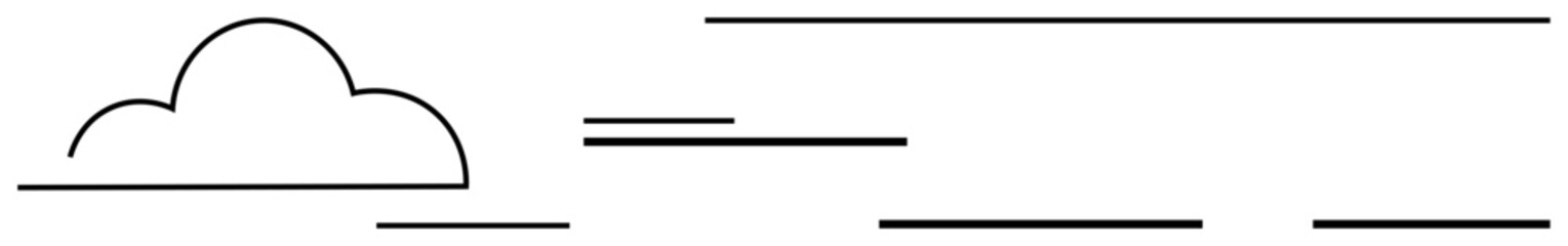Simplistic cloud design with straight horizontal wind streaks. Ideal for technology, environment, networking, speed, communication, travel, forecast, and minimal flat metaphor