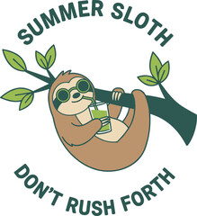 Retro vector illustration of a cool sloth on a branch. A funny animal mascot for a summer holiday graphic, perfect for clothing or stickers. © PaletteGuru