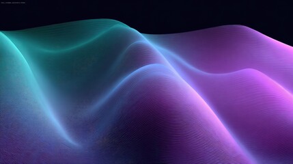 Abstract Waves of Colorful Light Creating a Futuristic Background with Soft Curves and Fluid Motion in Purple and Teal Tones