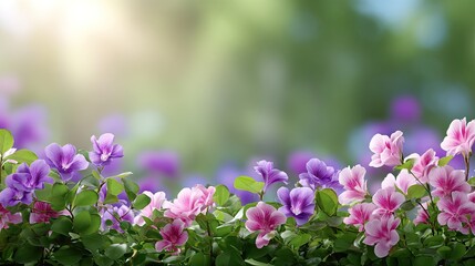 Fototapeta premium Beautiful Vibrant Flowers in Garden with Soft Natural Light Exuding Serenity and Tranquility, Perfect for Nature and Floral Themed Projects