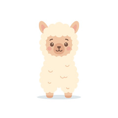 Obraz premium Cute llama character, flat vector illustration of an adorable cartoon alpaca