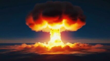 Nuclear explosion creates massive mushroom cloud over ocean - Powered by Adobe