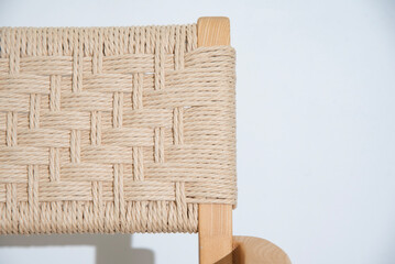 Texture of handcraft Wishbone chair on white background.