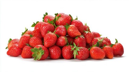 Fresh strawberries piled on white background. Artificial intelligence image