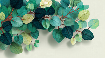 flat vector of abstract foliage shadow on plain white background