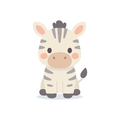 Obraz premium Adorable baby zebra, flat vector illustration with cute cartoon animal