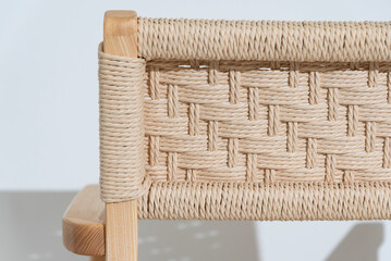 Texture of handcraft Wishbone chair on white background.
