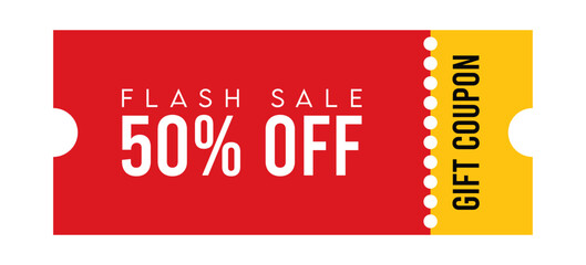 Simple flat ticket sale coupon voucher promotion banner label, discount shop price tag retail store event offer invitation badge pass template design vector