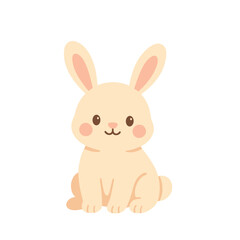 Obraz premium Cute rabbit, flat vector illustration featuring cartoon bunny animal