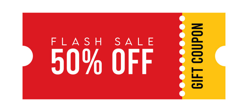 Simple flat ticket sale coupon voucher promotion banner label, discount shop price tag retail store event offer invitation badge pass template design vector