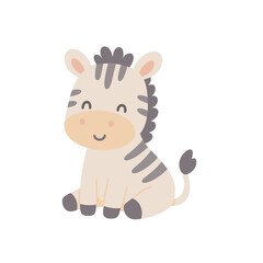 Fototapeta premium Cute zebra cartoon, flat vector illustration for kids and nursery art