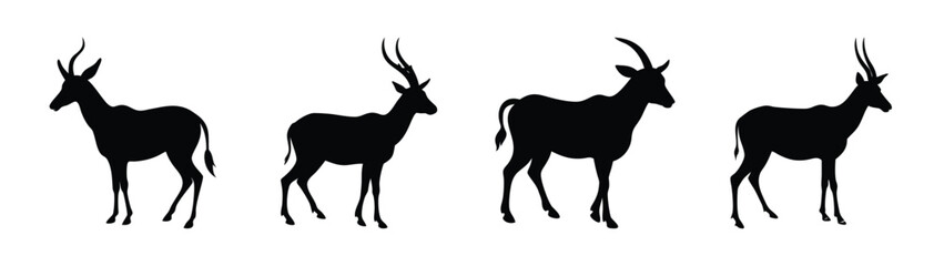 Silhouette of sable antelope herd vector illustration wildlife animal africa safari design art