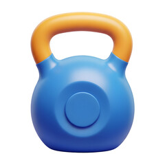 Vibrant blue and orange kettlebell ready for dynamic strength training and fitness workouts