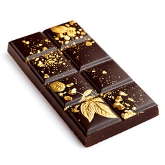 Professional shot of a gourmet dark chocolate on white background