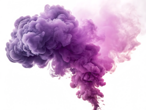 Purple and pink smoke cloud isolated on transparent background - Powered by Adobe