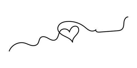 Doodle continues heart line icon on white background. Hand-drawn vintage love line icons. Valentines-day special doodle continues love sing. EPS 10. 