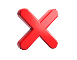 Obraz premium Rotes X isoliert auf weißem Hintergrund, Symbol für Fehler oder Verbot, Freisteller