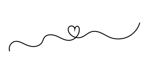  Hand-drawn vintage love line icons. Valentines-day special doodle continues love sing. Doodle continues heart line icon on white background. EPS 10. 