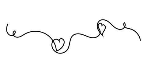 Hand-drawn heart line continues line icon on white background. Doodle drawing heart continues line icon on white page. Valentines day special hand-drawn heart line continues icon. EPS 10. 