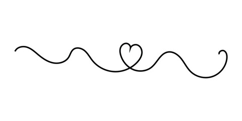 Hand-drawn heart line continues line icon on white background. Doodle drawing heart continues line icon on white page. Valentines day special hand-drawn heart line continues icon. EPS 10. 