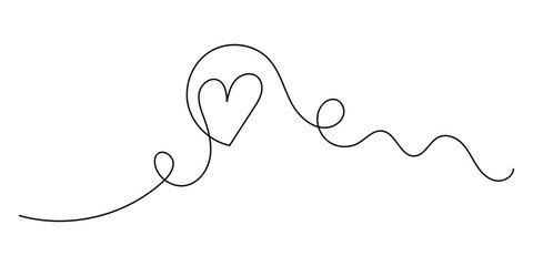 Doodle drawing heart continues line icon on white page. Valentines day special hand-drawn heart line continues icon. Hand-drawn heart line continues line icon on white background EPS 10. 
